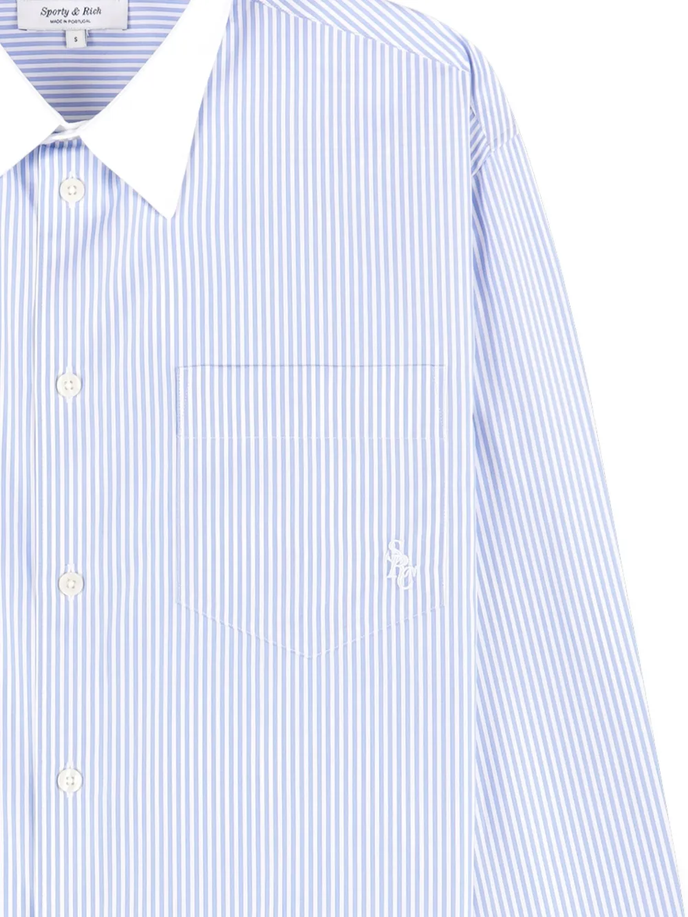 Sporty And Rich Striped Pocket Shirt In Blue