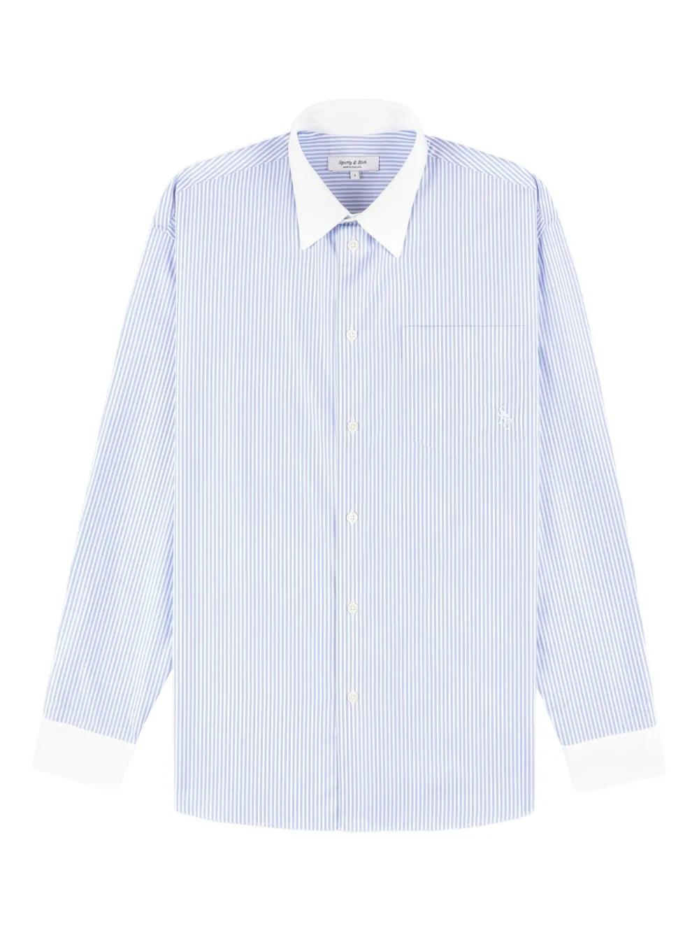 Sporty And Rich Striped Pocket Shirt In Blue