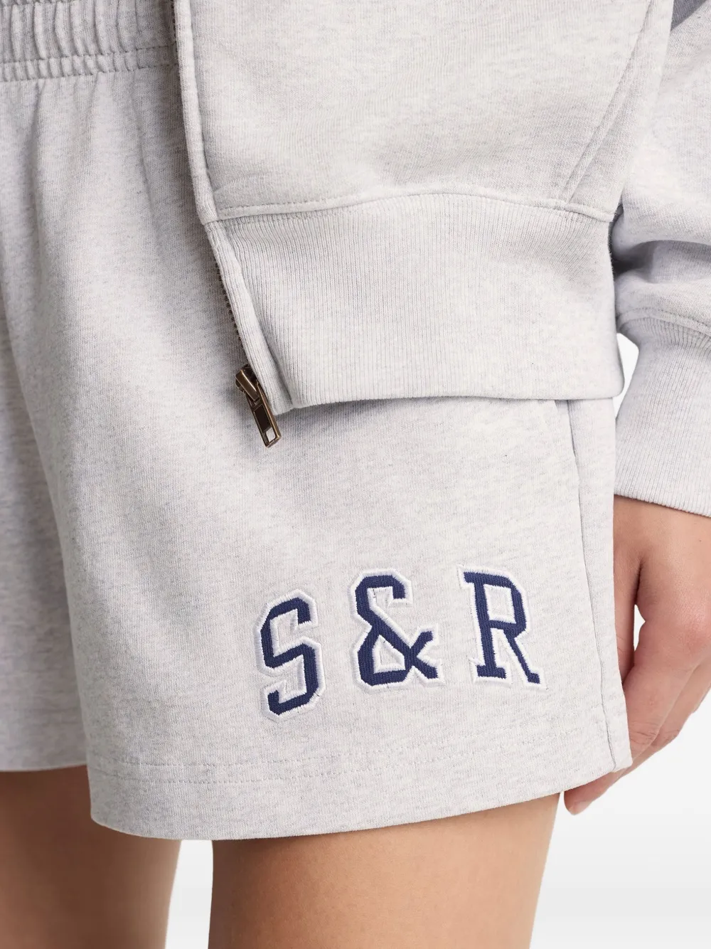 Sporty And Rich Elasticated Logo Shorts In Gray