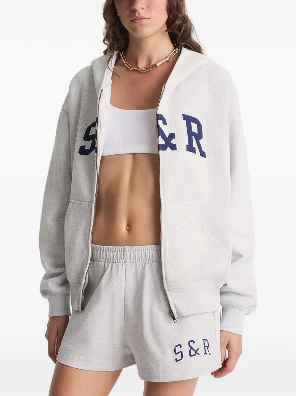 Sporty And Rich Elasticated Logo Shorts In Gray