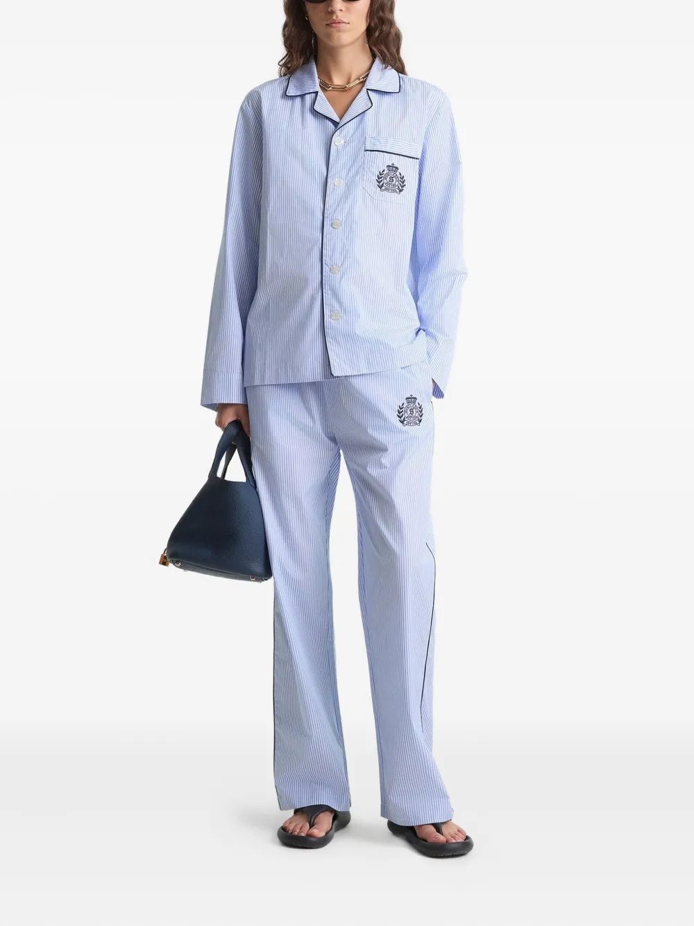 Sporty & Rich striped embroidered top - Blauw