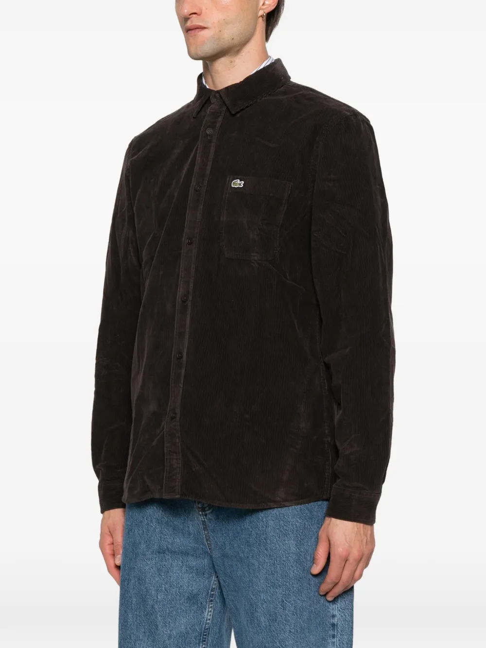 Lacoste Ribfluwelen overhemd Bruin