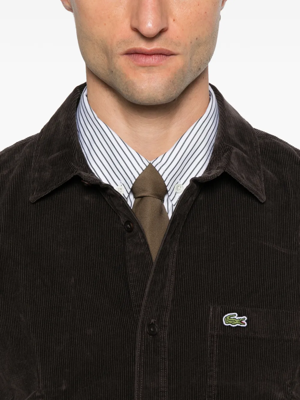 Lacoste Ribfluwelen overhemd Bruin