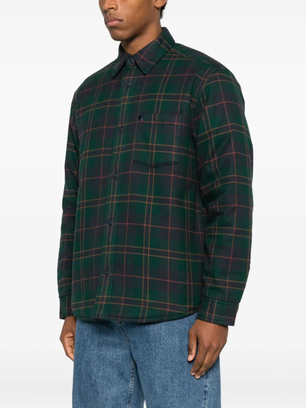 Carhartt WIP Geruit jack met zak Zwart