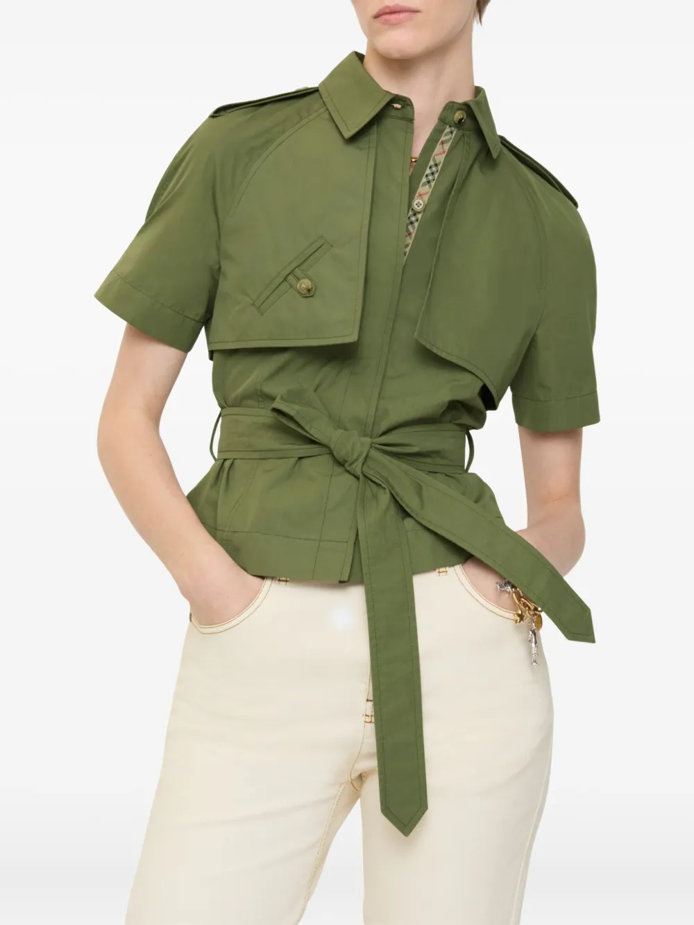 Burberry Blouse met ceintuur - Groen