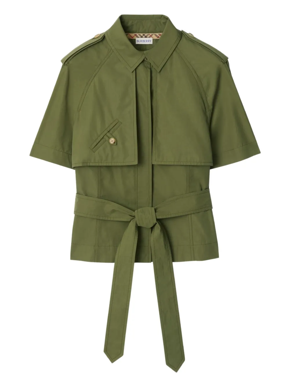 Burberry Cropped Cotton Poplin Trench Shirt In Green