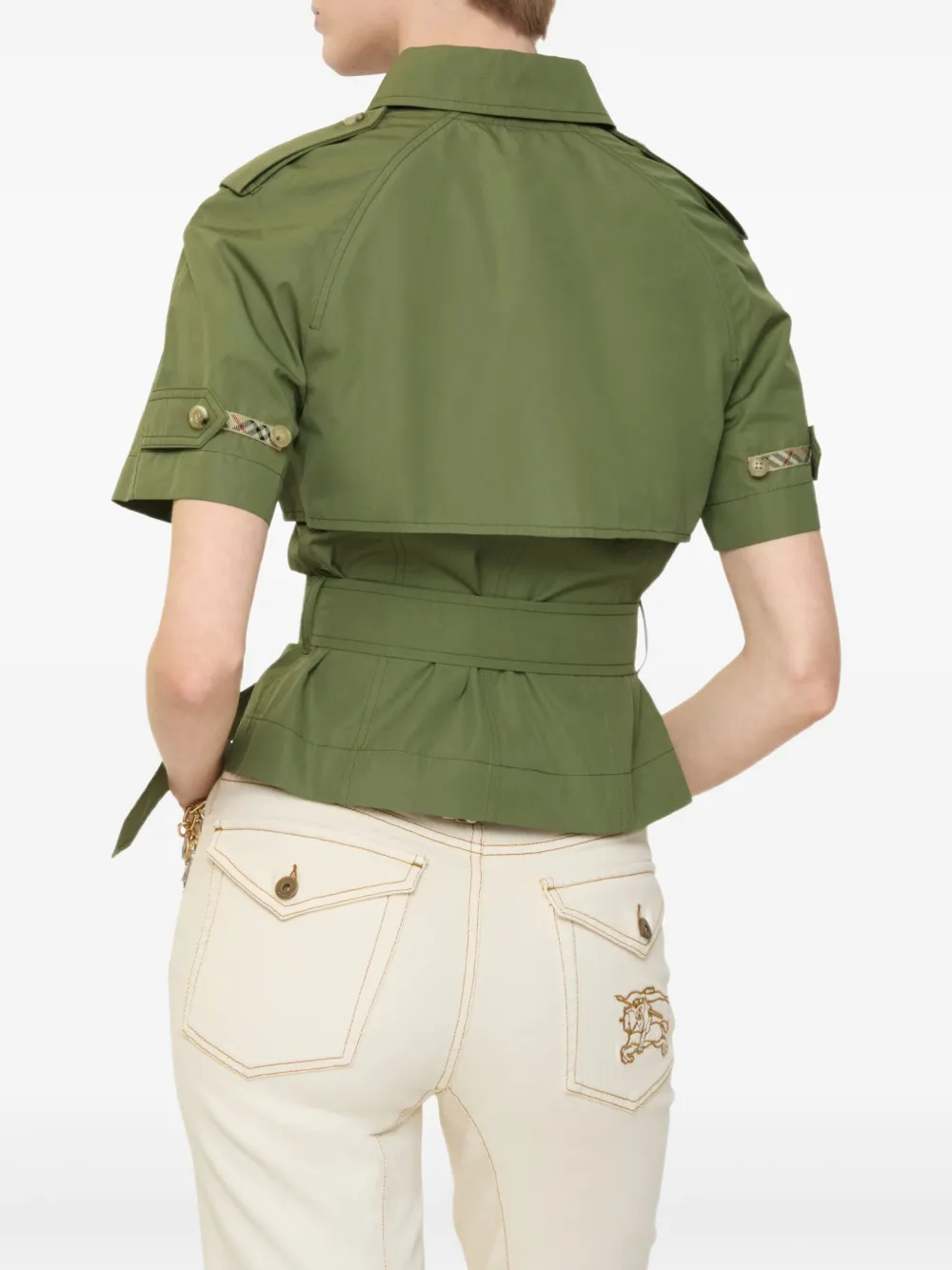 Burberry Cropped Cotton Poplin Trench Shirt In Green
