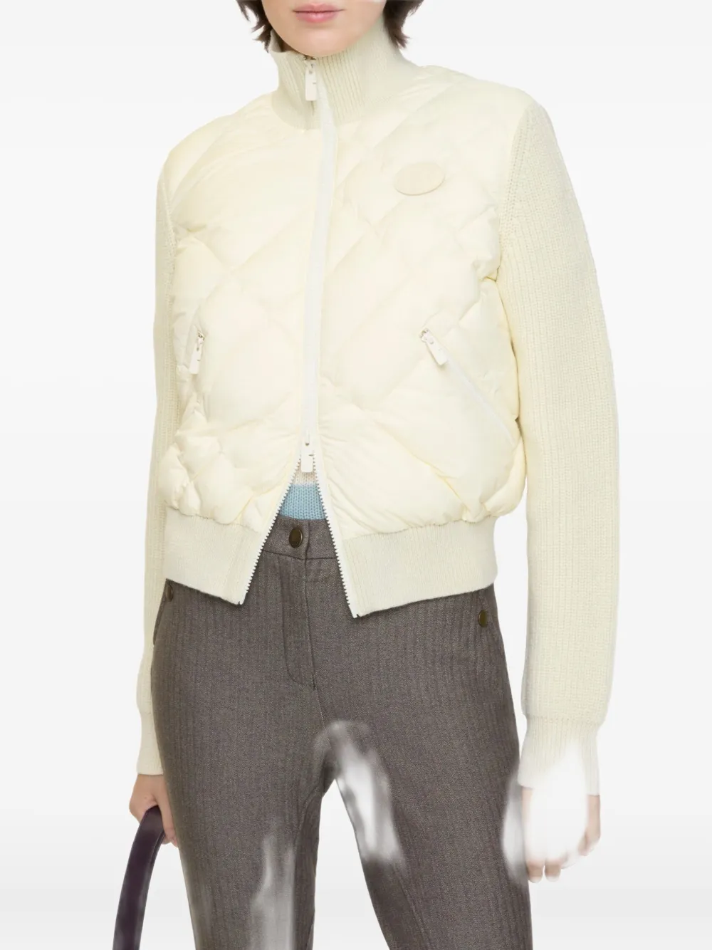 Burberry Kelsey Quilted Knit Combo Jacket In Neutral