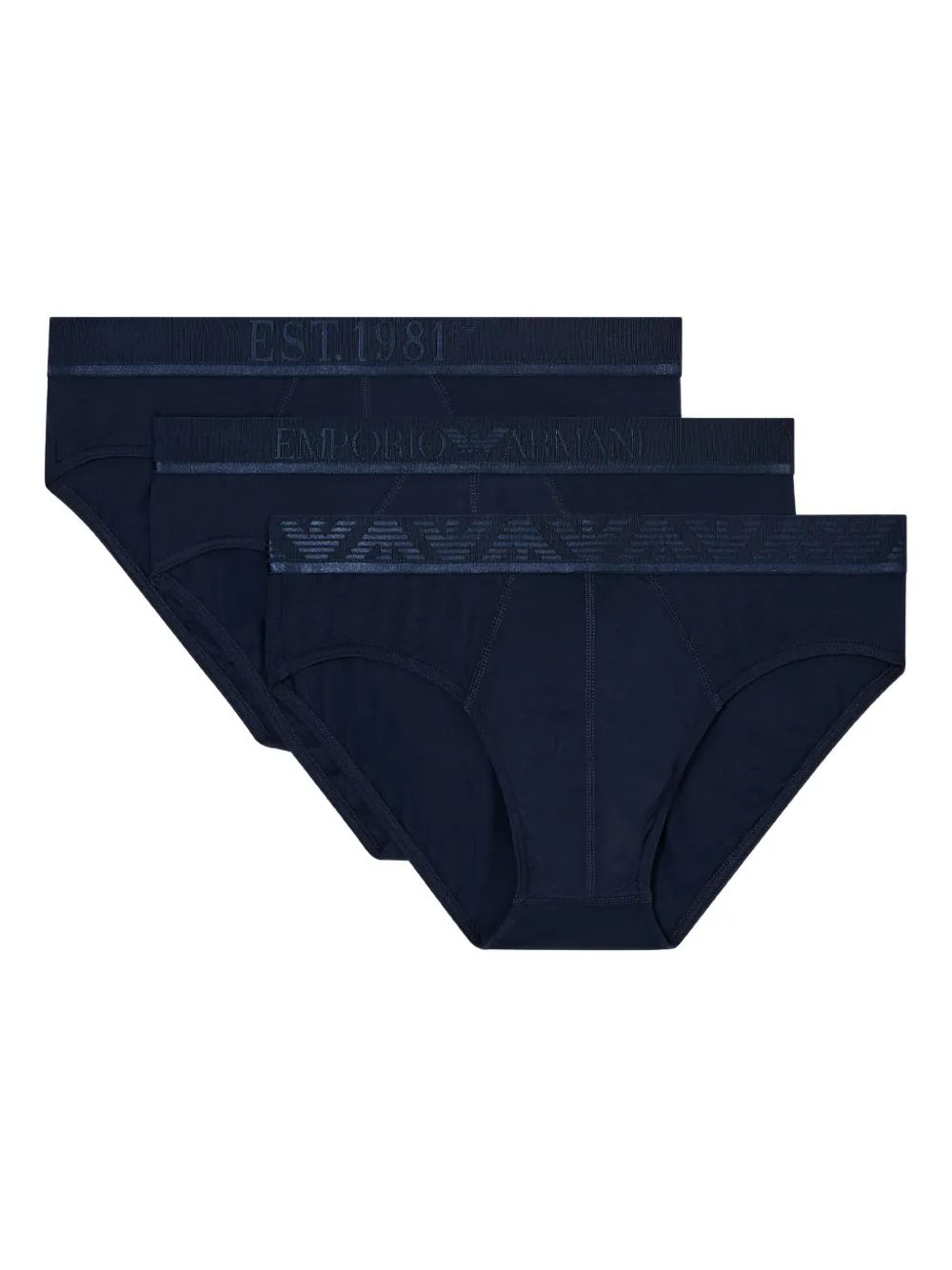 Emporio Armani stretch logo briefs (pack of three) | Blue | Image 1