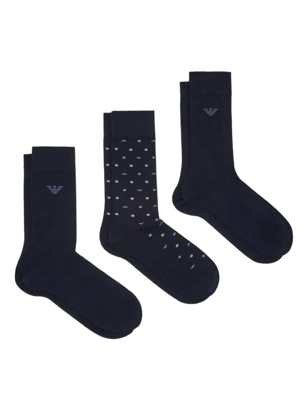 Emporio Armani polka dot logo-detail socks (pack of three) - Blu