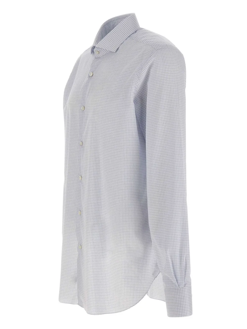 Barba micro-checked long-sleeve shirt - Wit