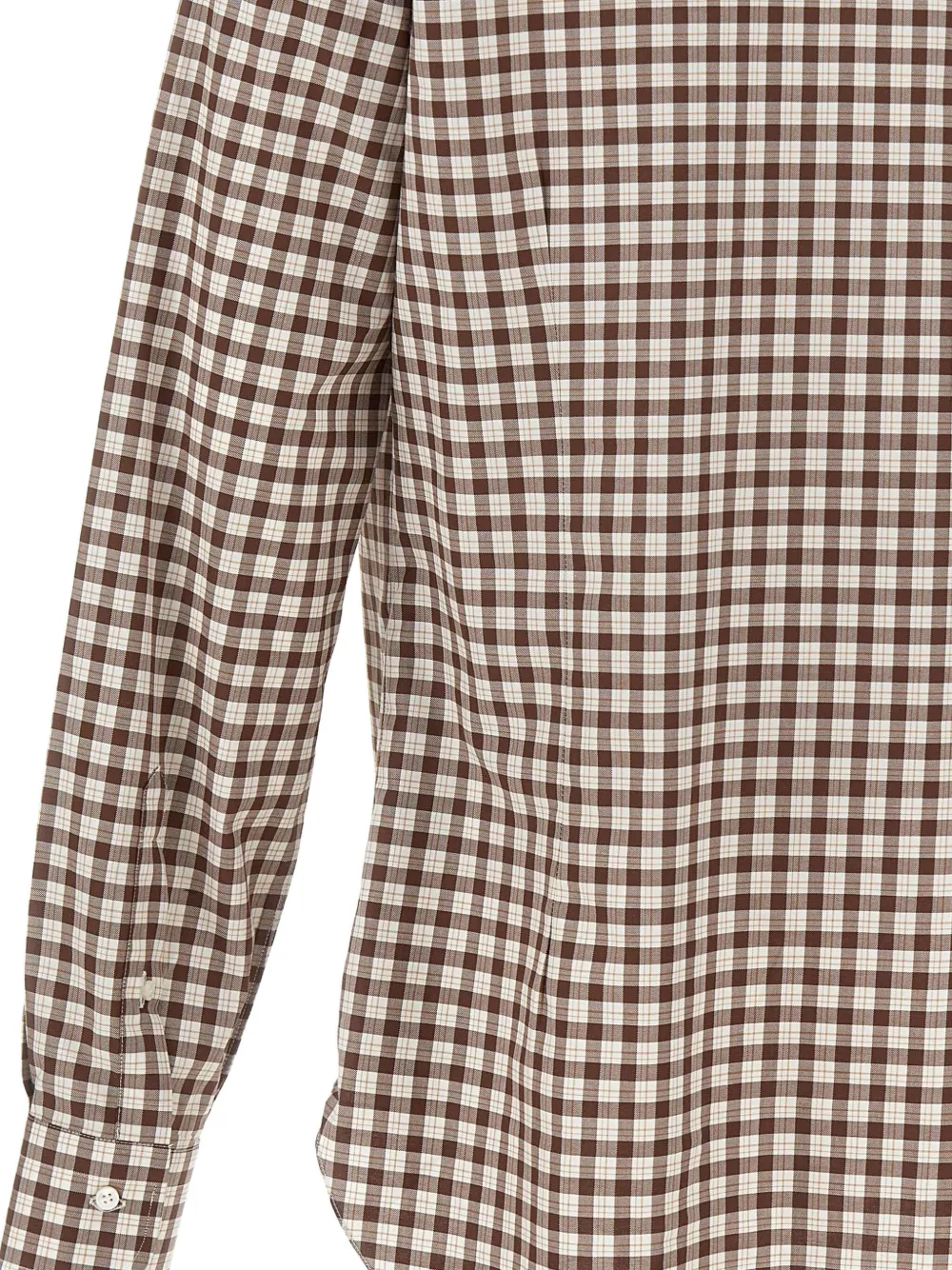 Barba Geruit overhemd met knoop Bruin