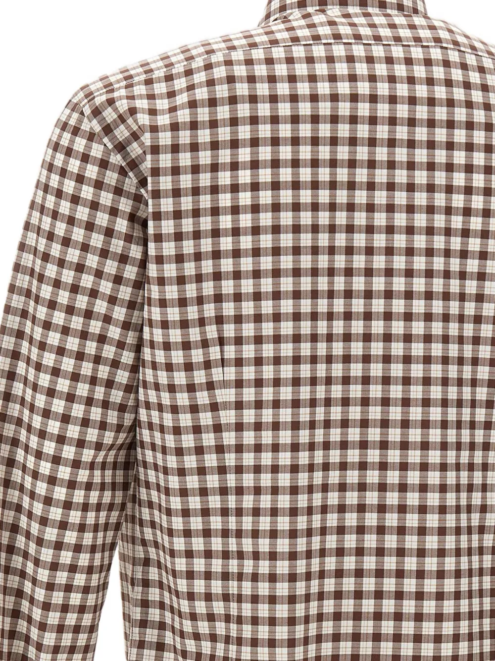 Barba Geruit overhemd met knoop Bruin