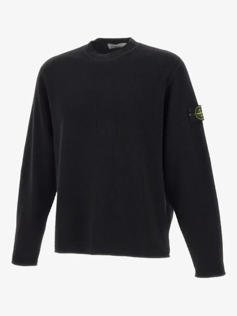 Stone Island suéter tejido de canalé con detalle de parche