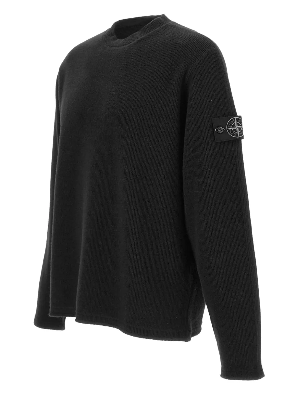 Stone Island Geribbelde pullover met patchdetail Zwart