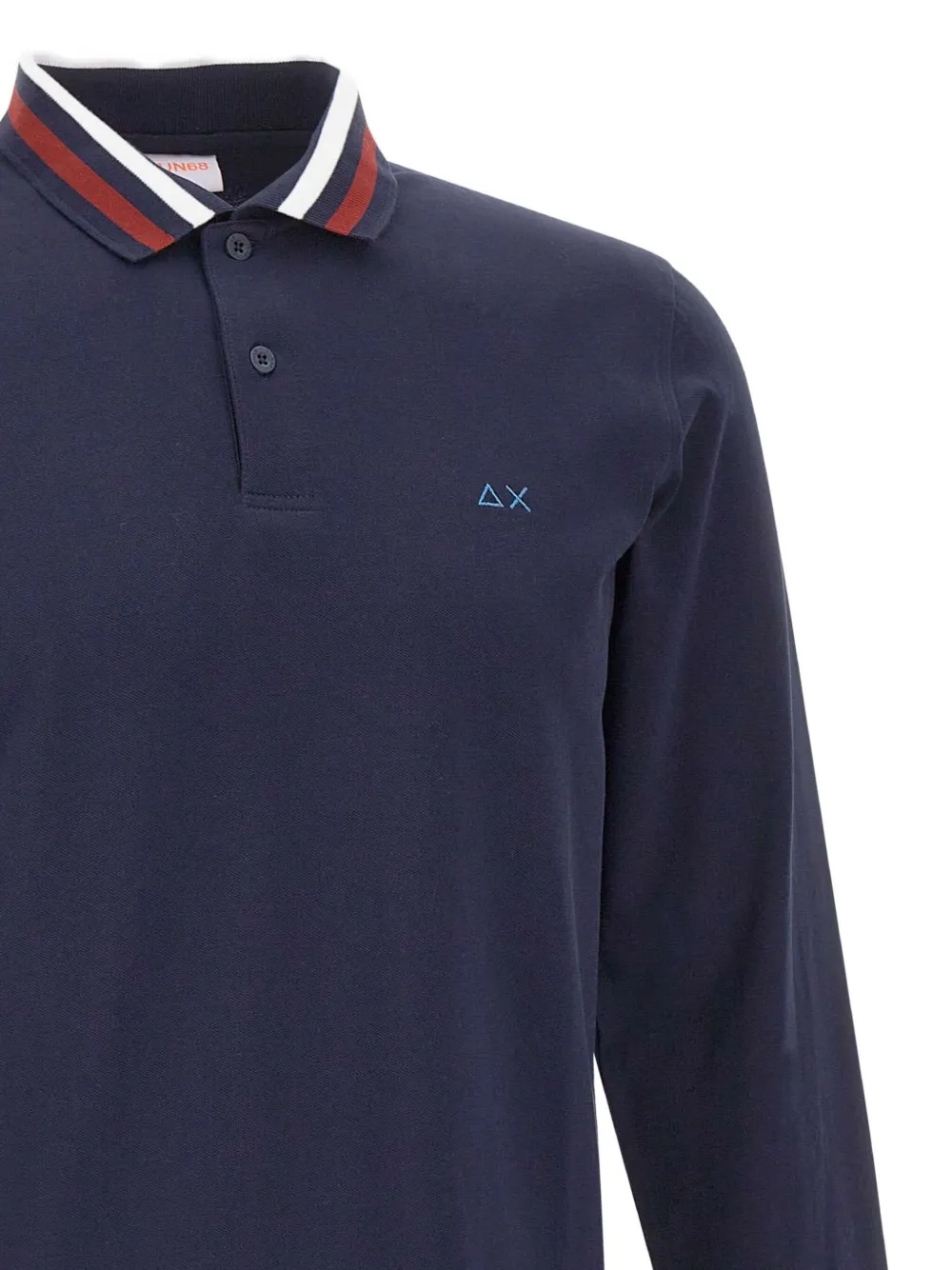 Sun68 Poloshirt met gestreepte kraag en lange mouwen Blauw