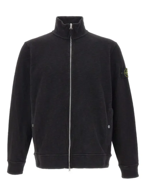 Stone Island zip collared logo-badge sweatshirt