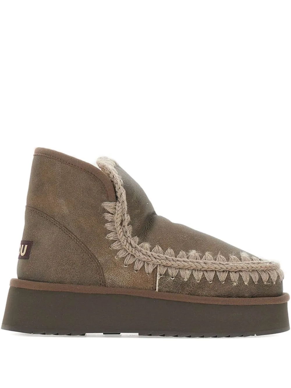 Mou Mini Eskimo crocheted platform boots - グレー Mou Mini Eskimo crocheted platform boots - グレー