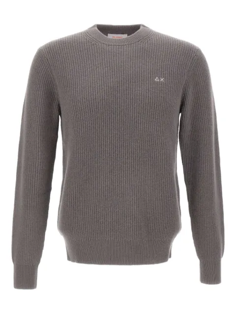 Sun68 ribbed embroidered-logo sweater