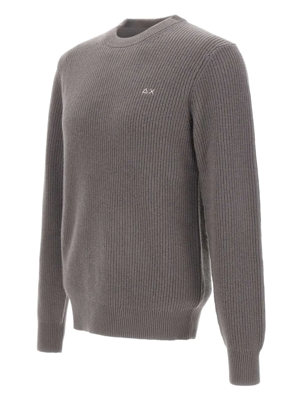 Sun68 Geribbelde trui met geborduurd logo Grijs