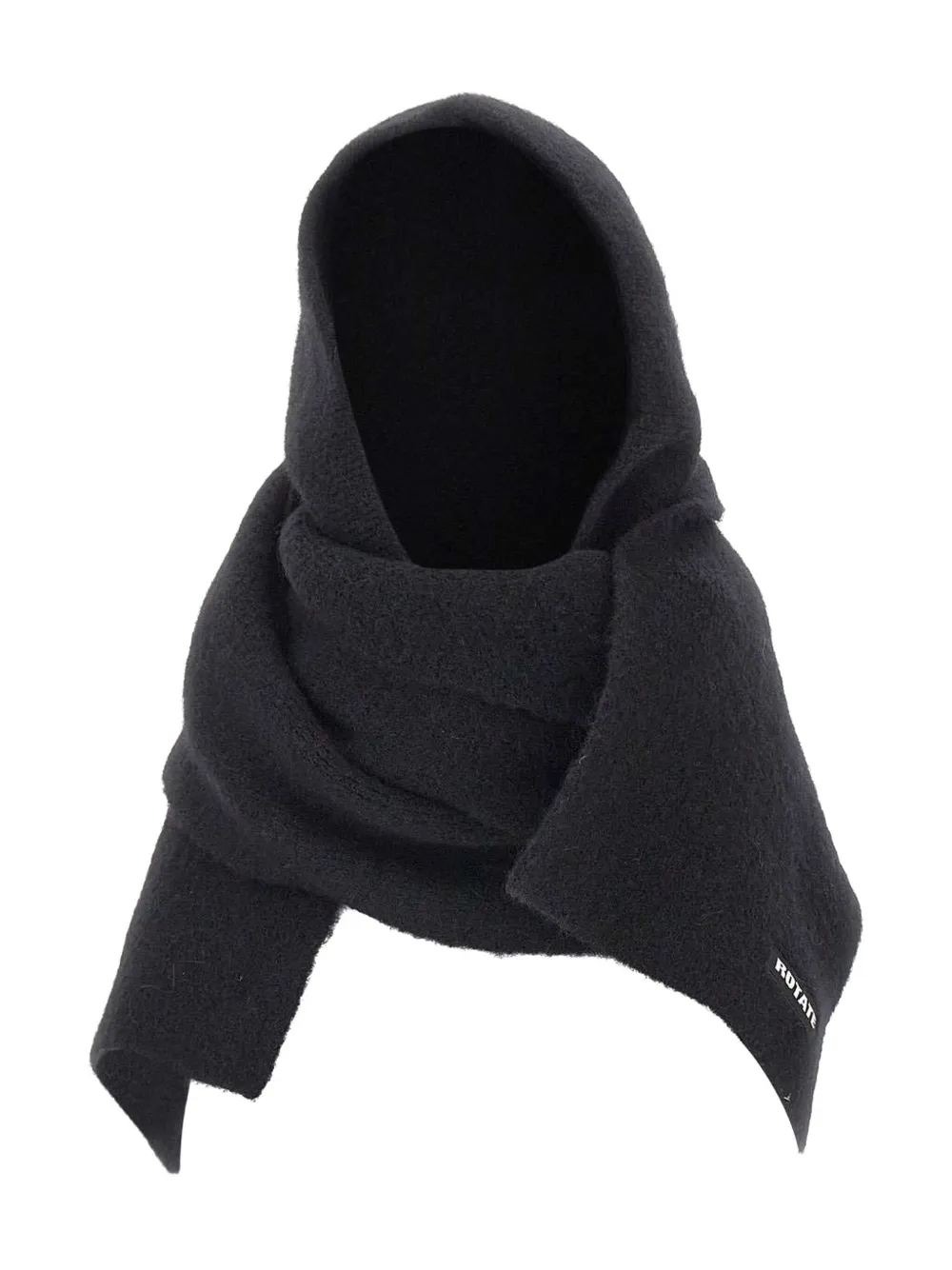 Rotate Birger Christensen Knit Hood Scarf In Black