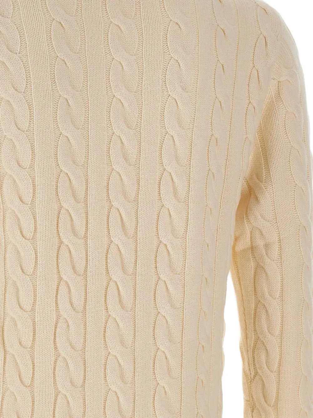 Sun68 Kabelgebreide trui met logo Beige