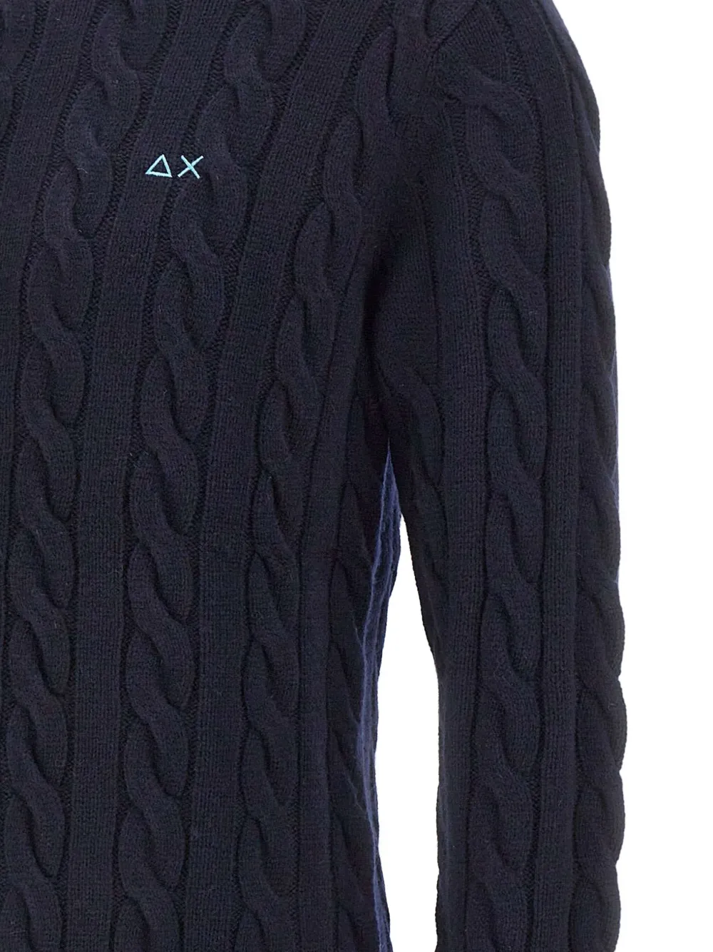 Sun68 Kabelgebreide trui met logo Blauw