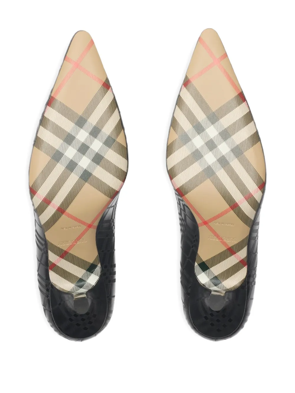 Burberry 55mm Dame Pointed-toe Check-embossed Pumps In Black