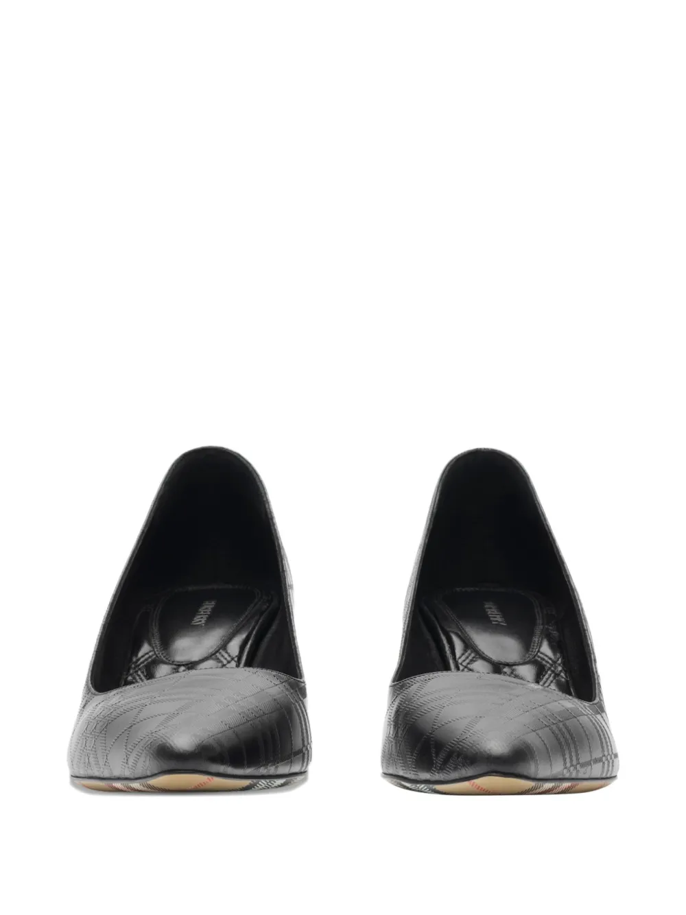 Burberry 55mm Dame Pointed-toe Check-embossed Pumps In Black