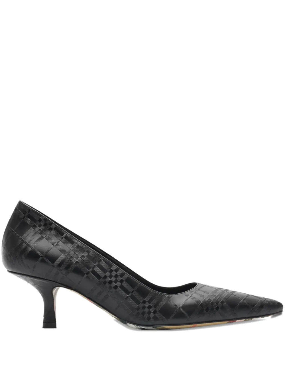 Burberry 55mm Dame Pointed-toe Check-embossed Pumps In Black