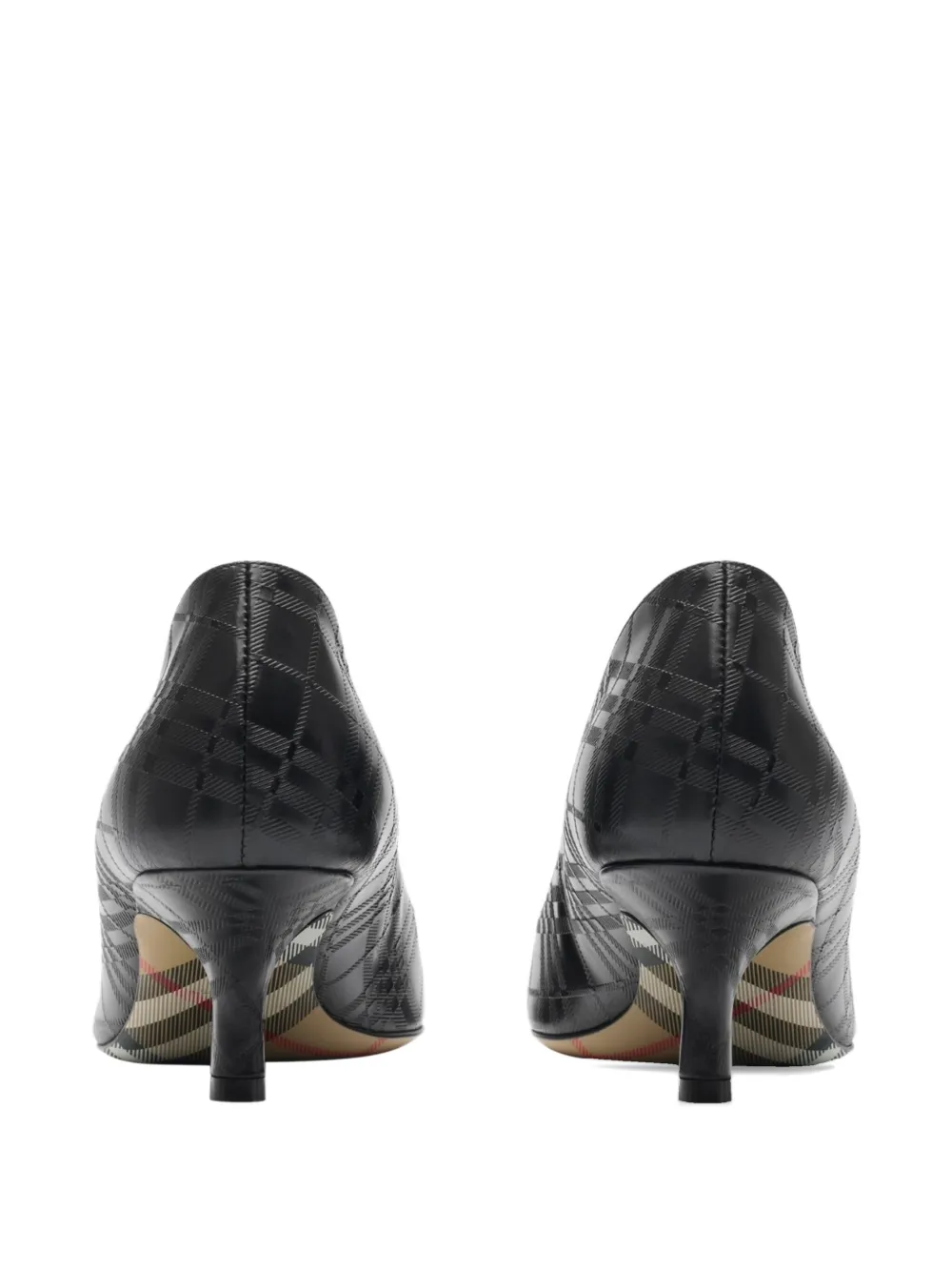 Burberry 55mm Dame Pointed-toe Check-embossed Pumps In Black