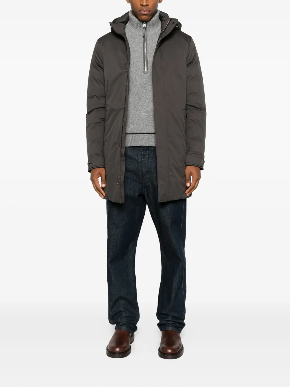 Moorer Vermont Hooded Coat In Gray
