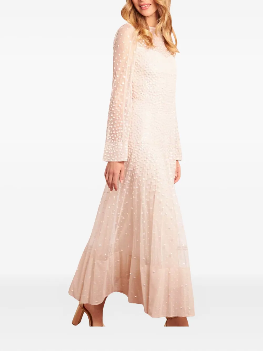 Needle & Thread Cascade Sequin-embellishment Midi Dress In Neutral