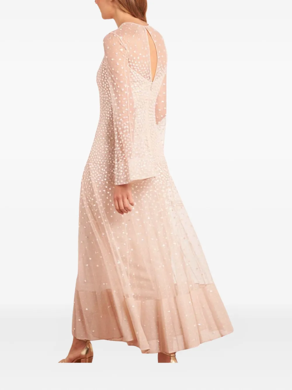 Needle & Thread Cascade Sequin-embellishment Midi Dress In Neutral