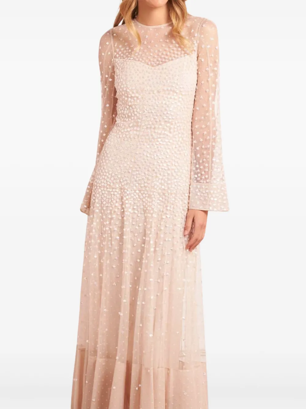 Needle & Thread Cascade sequin-embellishment midi dress - Beige