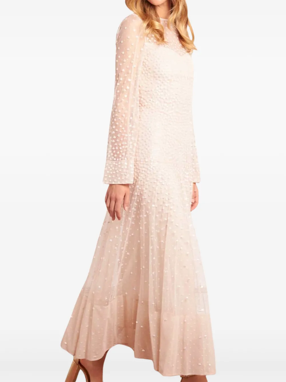 Needle & Thread Cascade midi-jurk met pailletten Beige