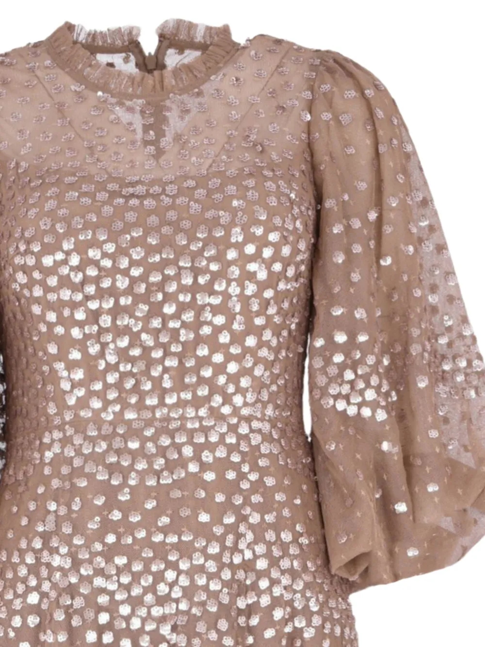 Needle & Thread Midi-jurk verfraaid met pailletten Beige