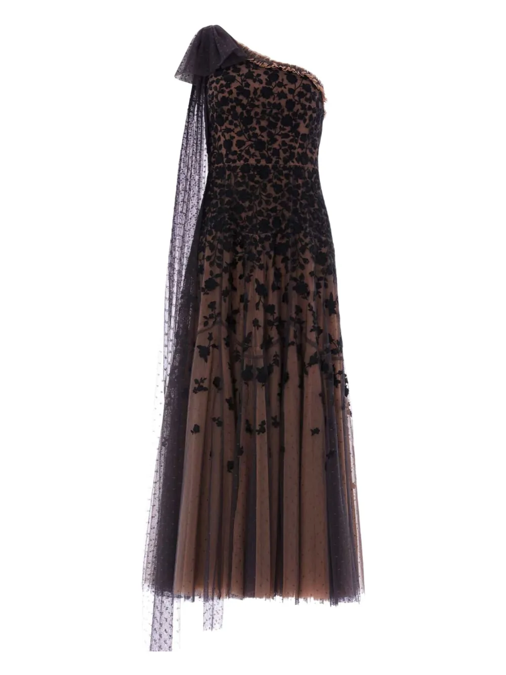 Needle & Thread Sylvia Rose one-shoulder midi dress - ニュートラル Needle & Thread Sylvia Rose one-shoulder midi dress - ニュートラル