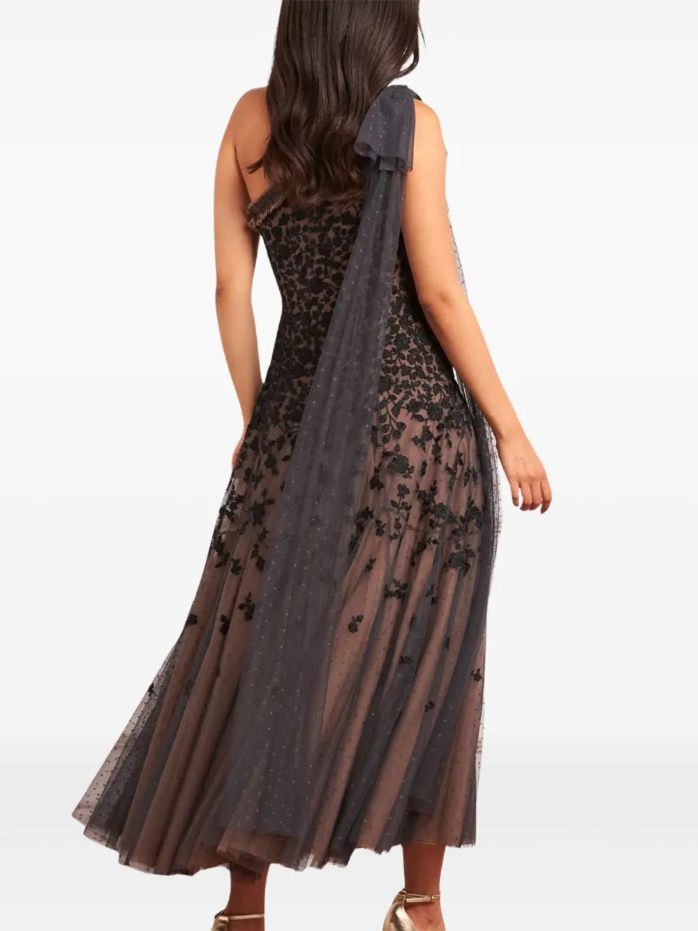 Needle & Thread Sylvia Rose asymmetrische midi-jurk Beige