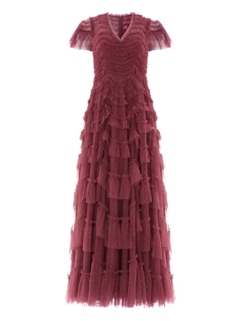 Needle & Thread Aviana ruffled V-neck maxi dress