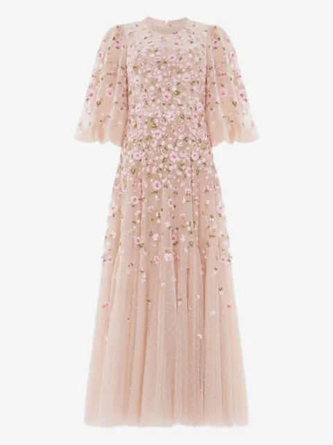 Needle & Thread Sylvia Rose round-neck midi dress
