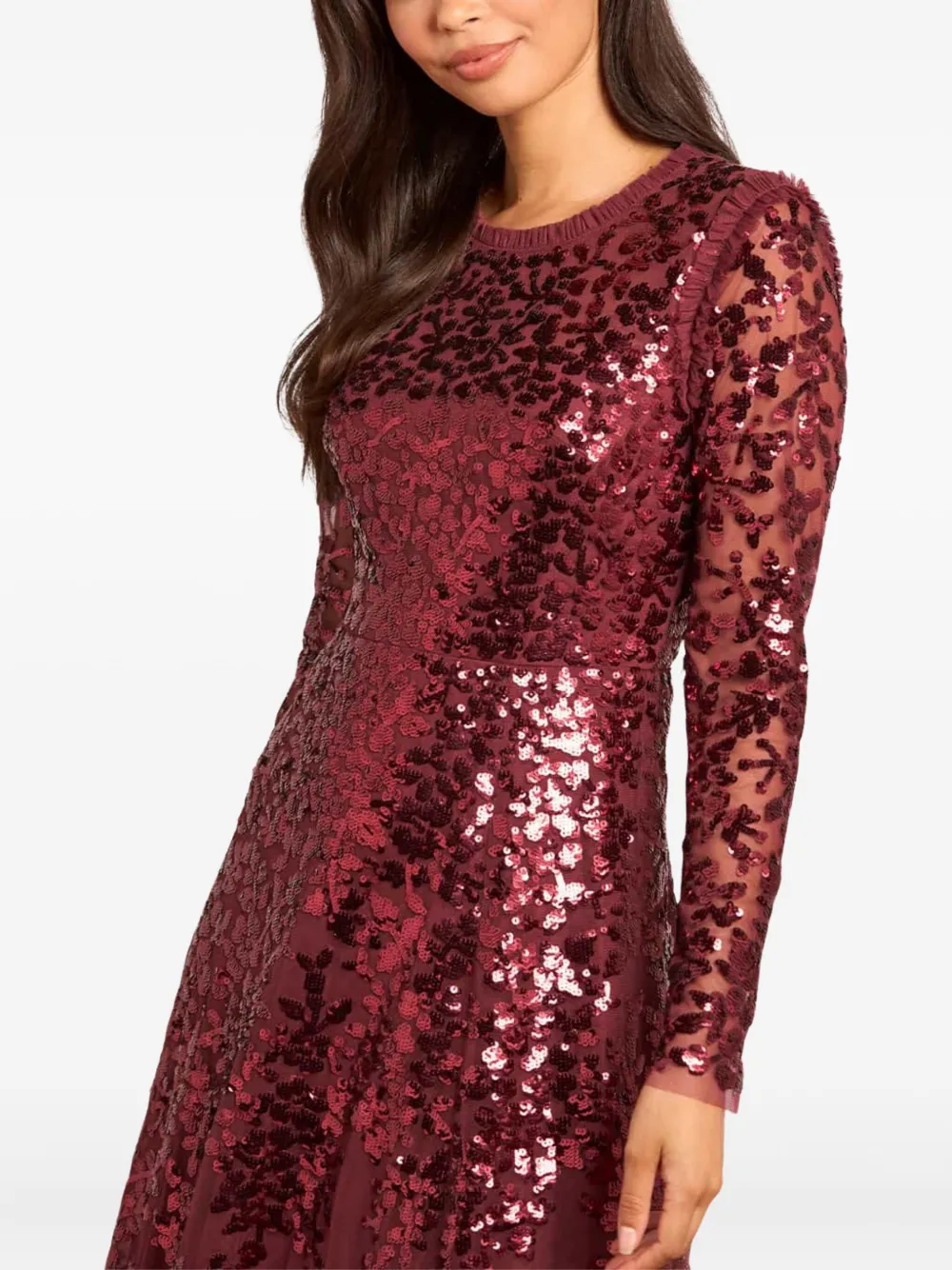 Needle & Thread Rosanna Sequin-embellishment Midi Dress In Red