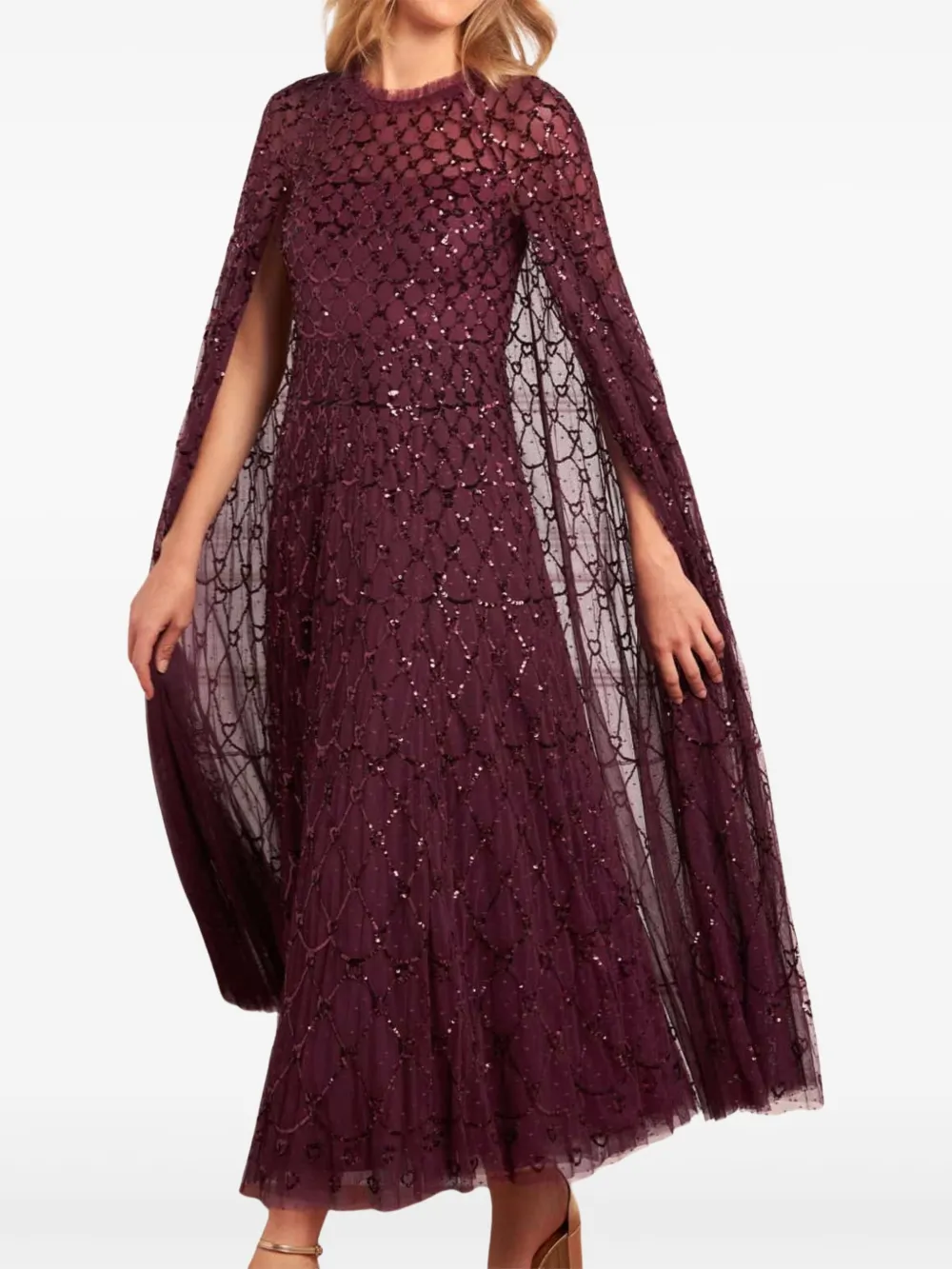 Needle & Thread heart-pattern midi dress - Rood