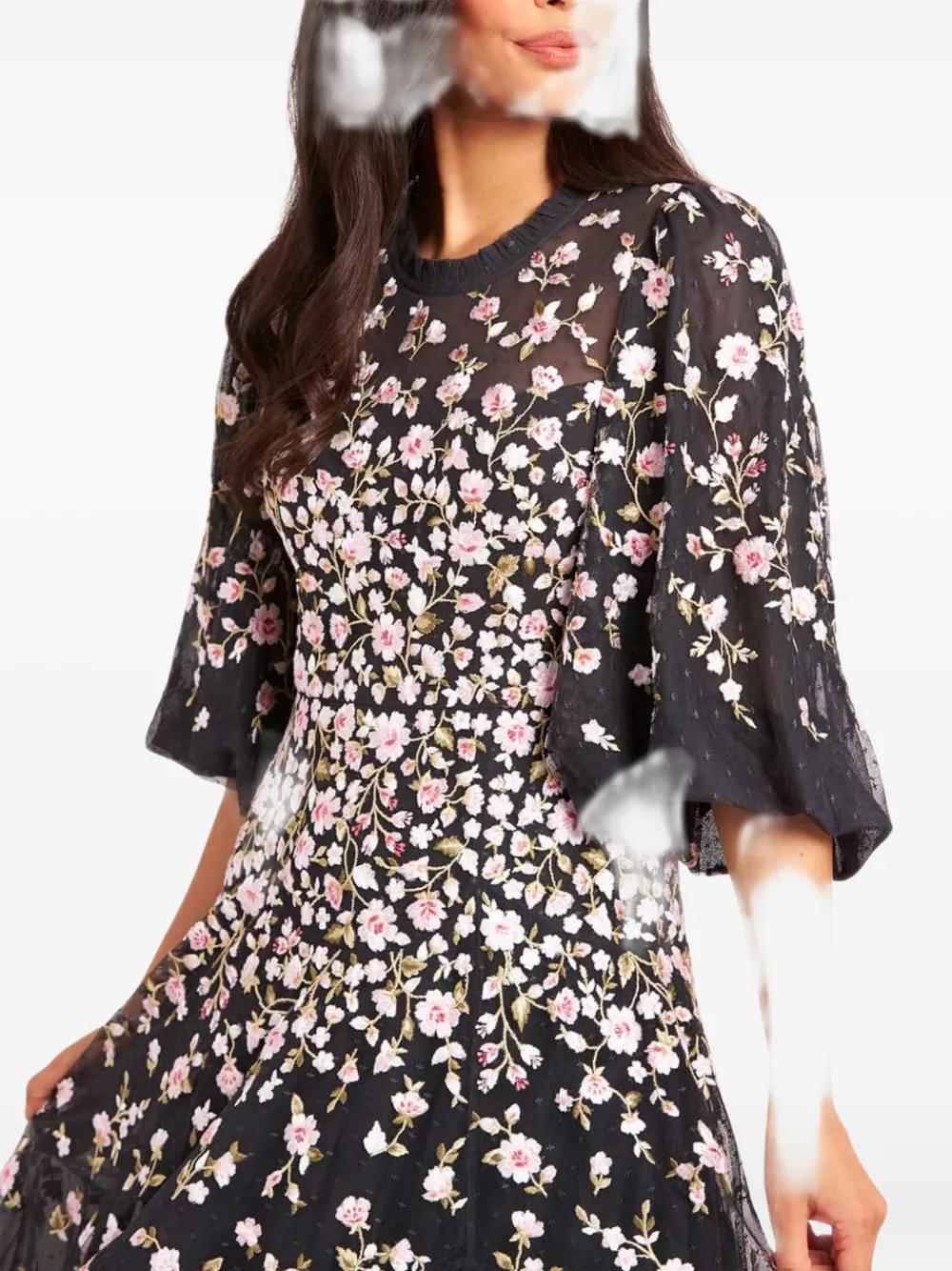 Needle & Thread Sylvia Floral-print Maxi Dress In Black