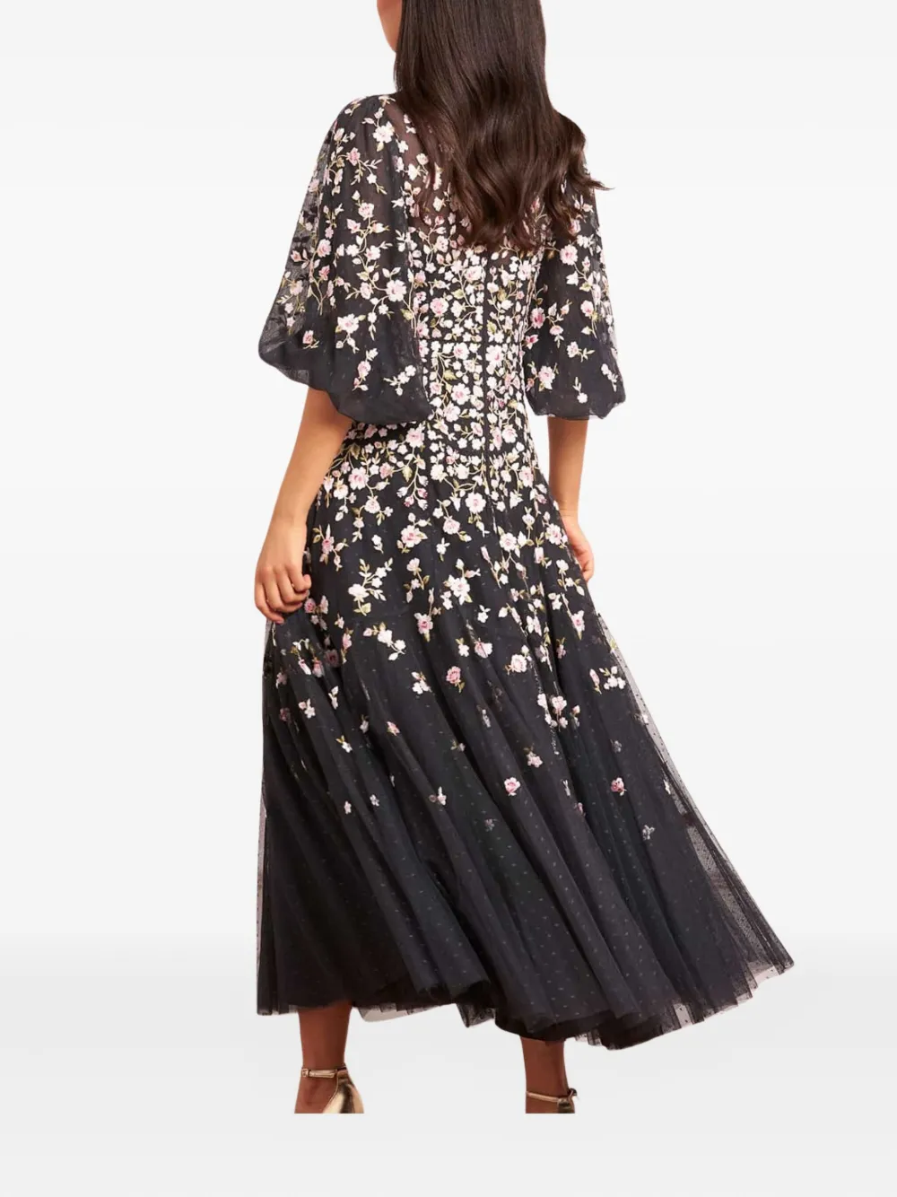 Needle & Thread Sylvia Floral-print Maxi Dress In Black