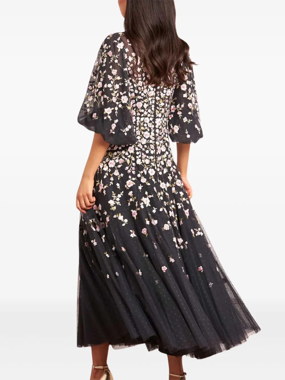 Needle & Thread Sylvia maxi-jurk met bloemenprint Zwart