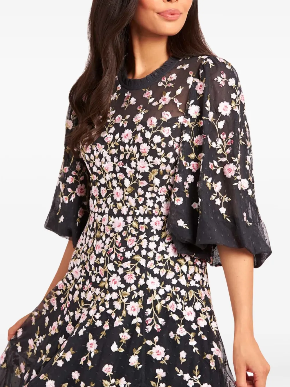 Needle & Thread Sylvia maxi-jurk met bloemenprint Zwart