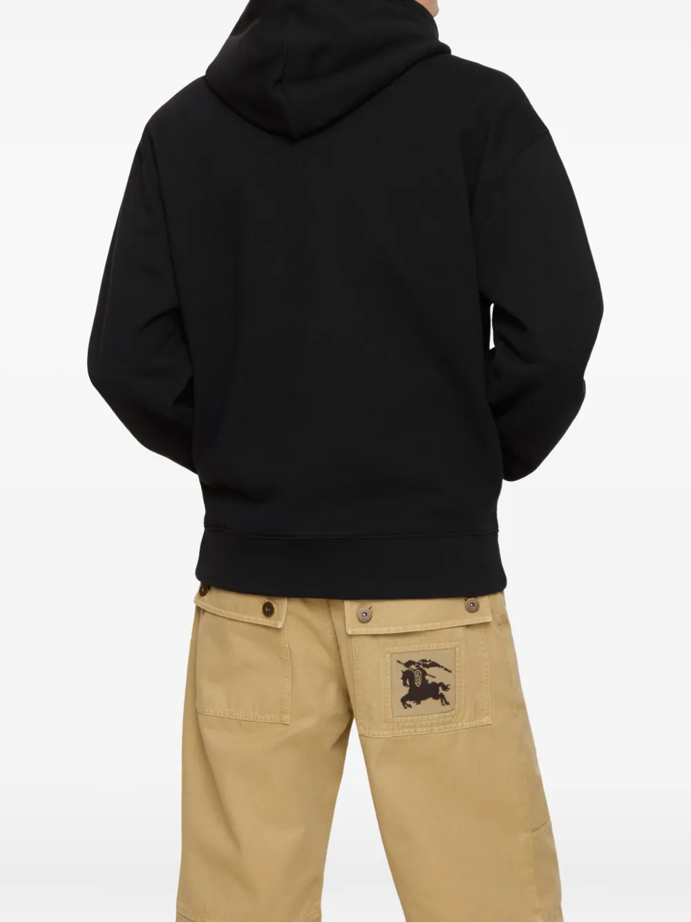 Burberry Men Black Hoodie With Drawstring Hood And Ekd Print And Logo Lettering On The Front In Cott In Black