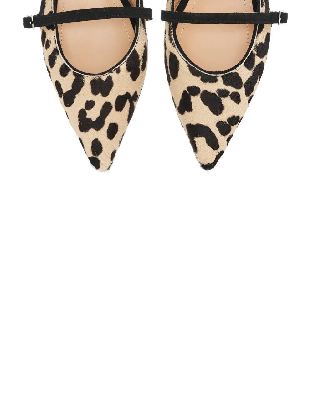 Smiling Shoes Lotte Leopard-print Double-strap Ballet Flats In Neutral