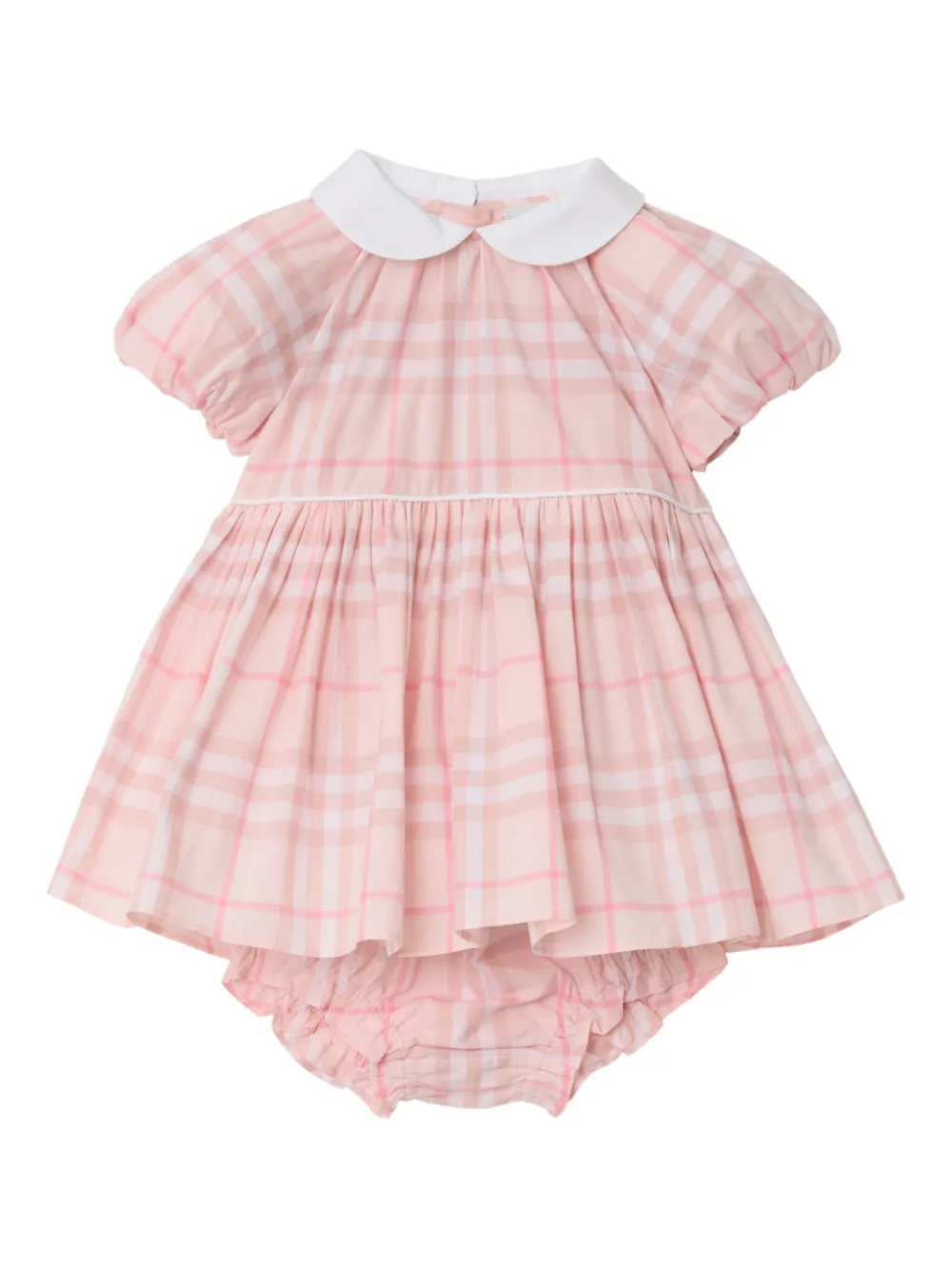 Burberry Checked Peter-pan-collar Dress Set (set Of Two) In Pink